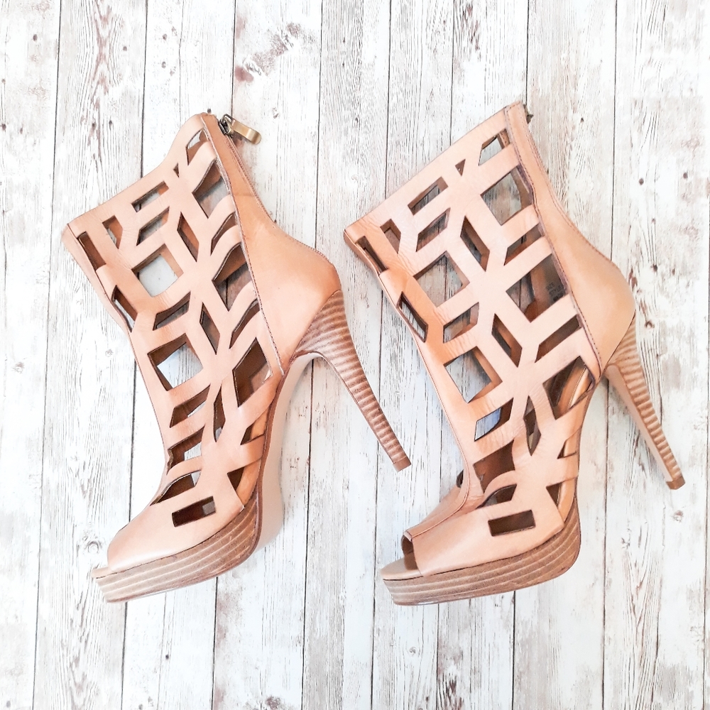 Two Lips Brown Leather Gladiator Heels